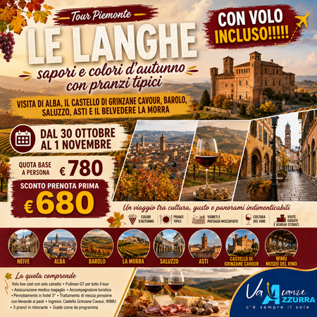 30 OTTOBRE 2026 TOUR 3 GIORNI LE LANGHE