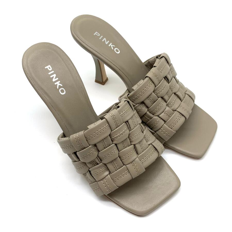 Pinko Corinna Sabot sandalo intreccio eco pelle grigio
