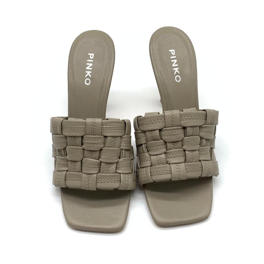 Pinko Corinna Sabot sandalo intreccio eco pelle grigio