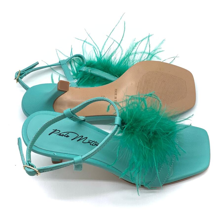 Paolo Mattei Sandalo con piume menta