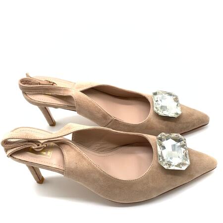 Nora chanel camoscio taupe con pietra