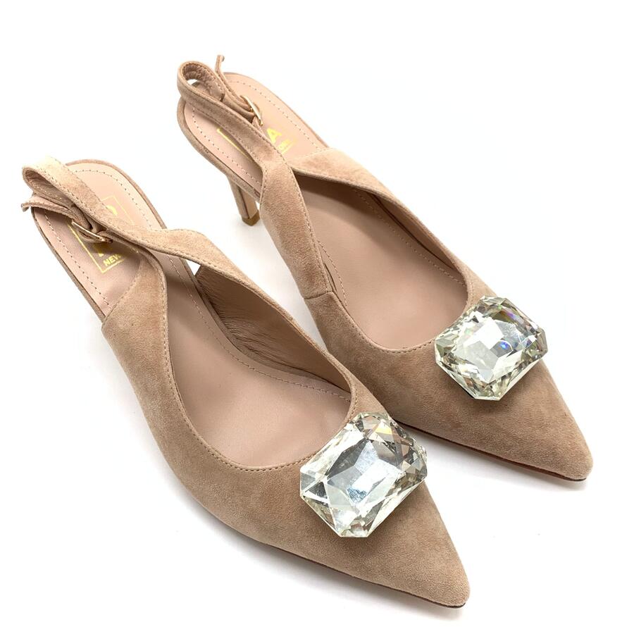 Nora chanel camoscio taupe con pietra