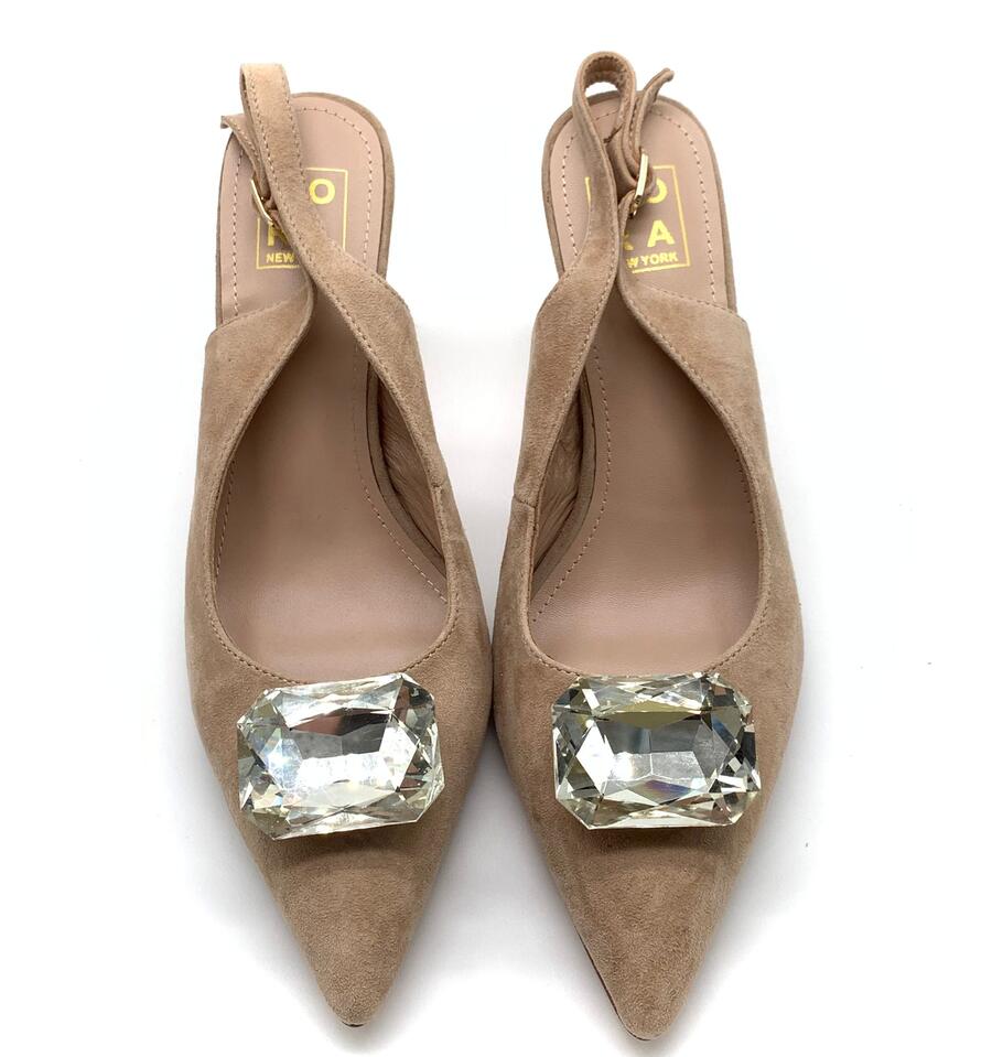 Nora chanel camoscio taupe con pietra