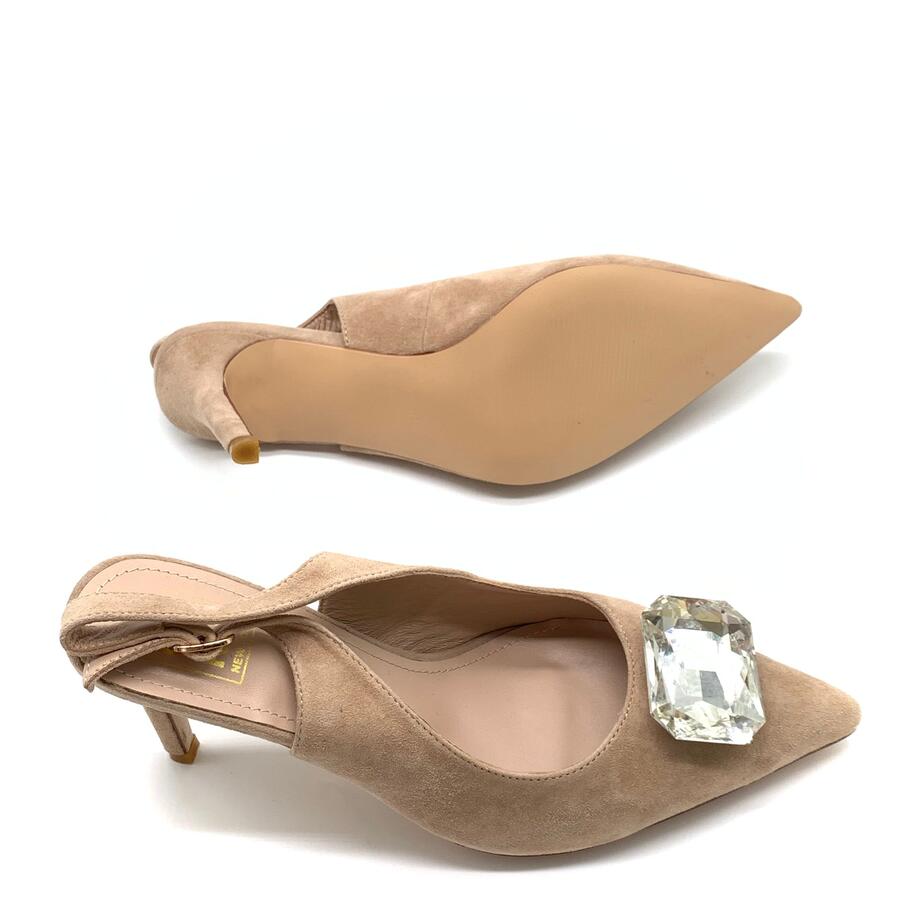 Nora chanel camoscio taupe con pietra