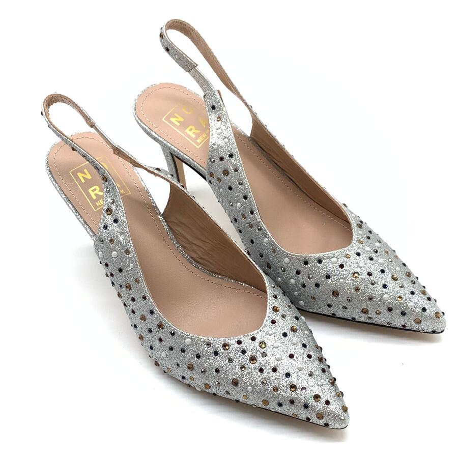 Nora Chanel glitter argento con strass Multicolor