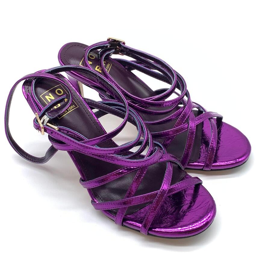 Nora sandalo intrecciato laminato viola