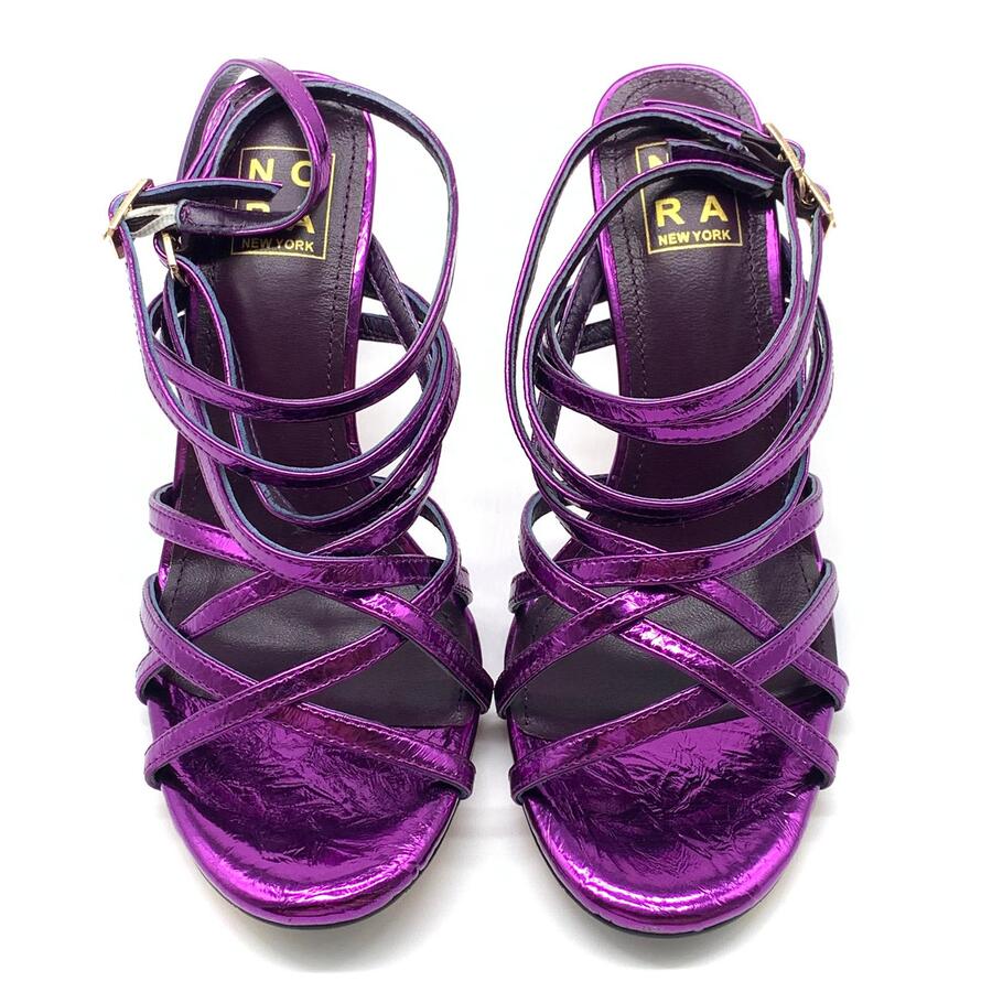 Nora sandalo intrecciato laminato viola