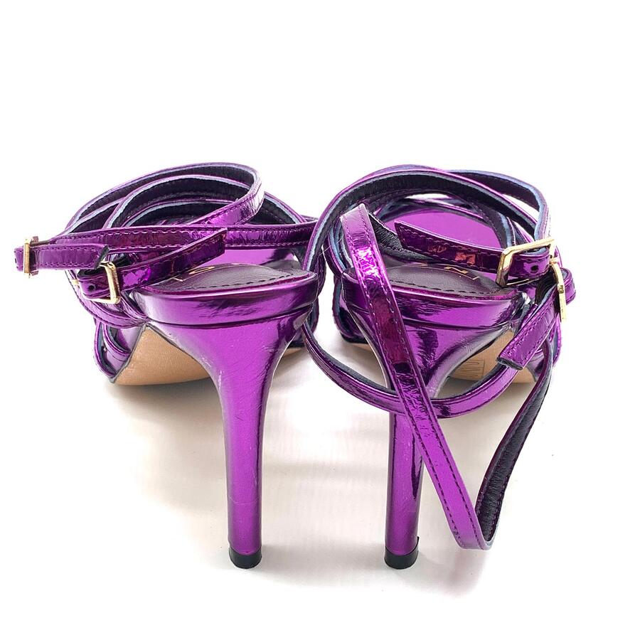 Nora sandalo intrecciato laminato viola