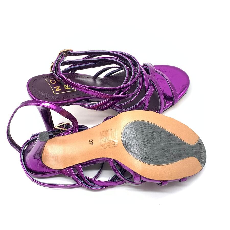 Nora sandalo intrecciato laminato viola