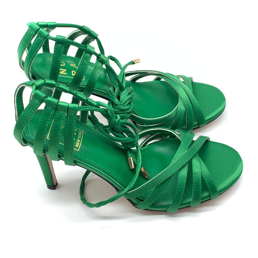 Nora sandalo intrecciato raso verde