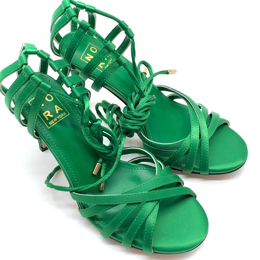Nora sandalo intrecciato raso verde