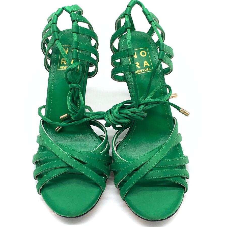 Nora sandalo intrecciato raso verde