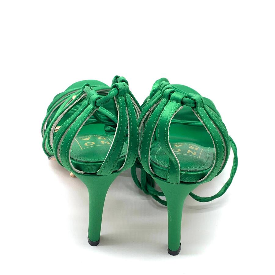 Nora sandalo intrecciato raso verde
