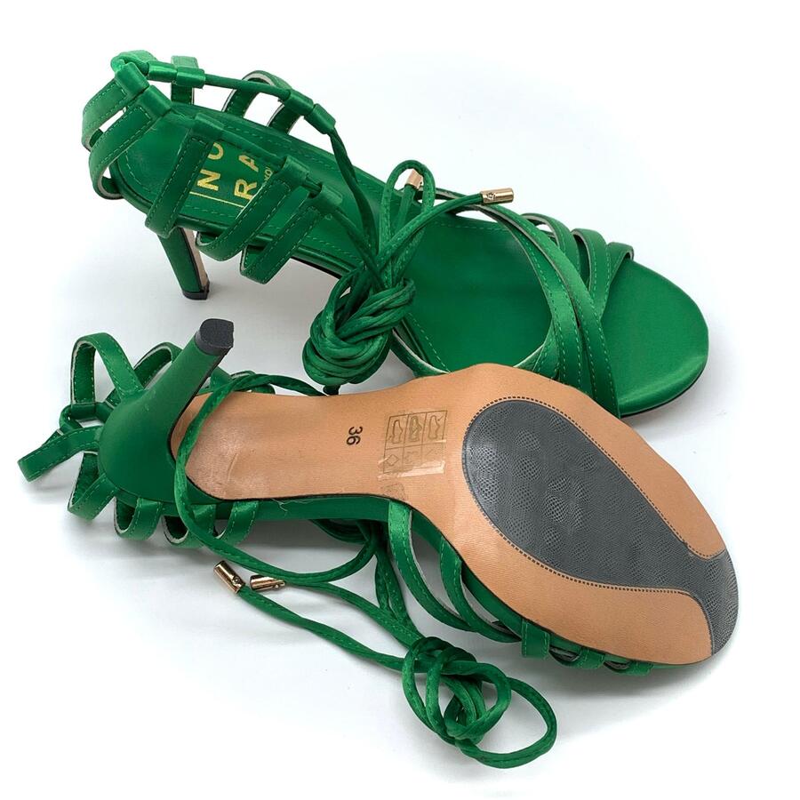 Nora sandalo intrecciato raso verde
