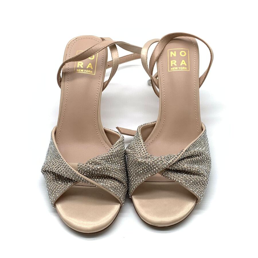 Nora sandalo con strass intrecciato raso champagne