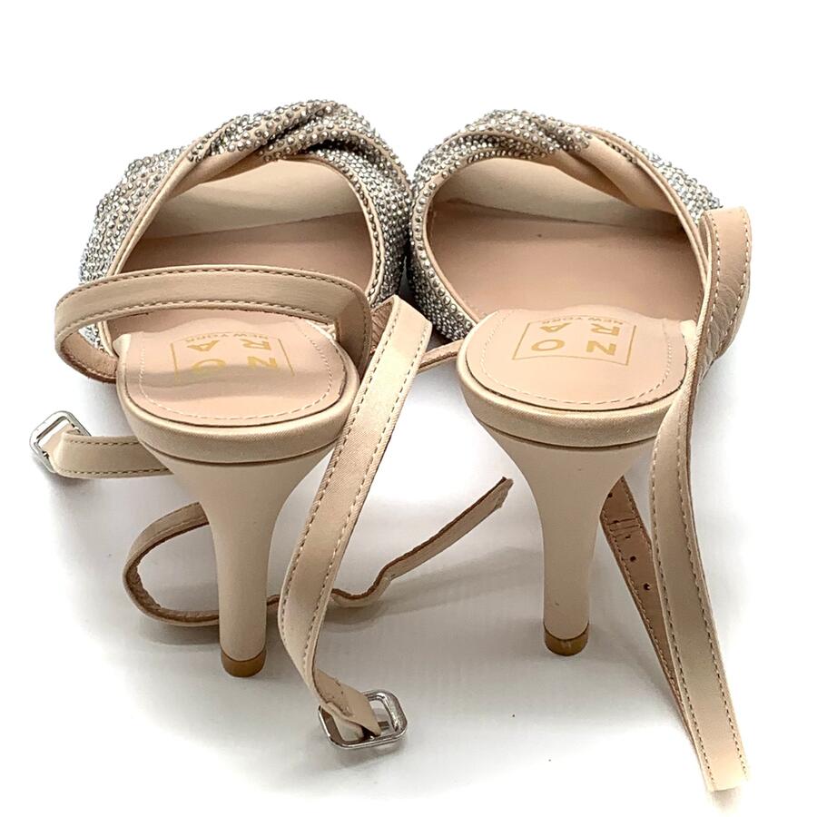 Nora sandalo con strass intrecciato raso champagne