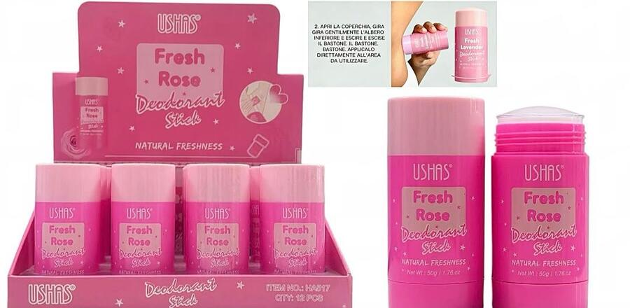 USHAS DEODORANTE STICK FRESH ROSE DA 50 GR [Conf.da 12 pezzi]