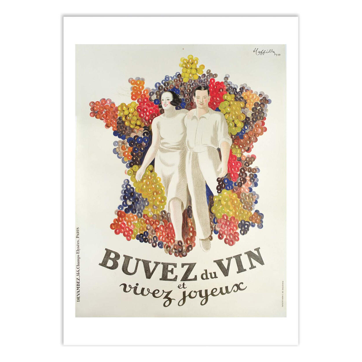 Wall Editions, Stampa Fine Art 30x40 cm: Buvez du vin, vivez joyeux 1933 - Leonetto Cappiello