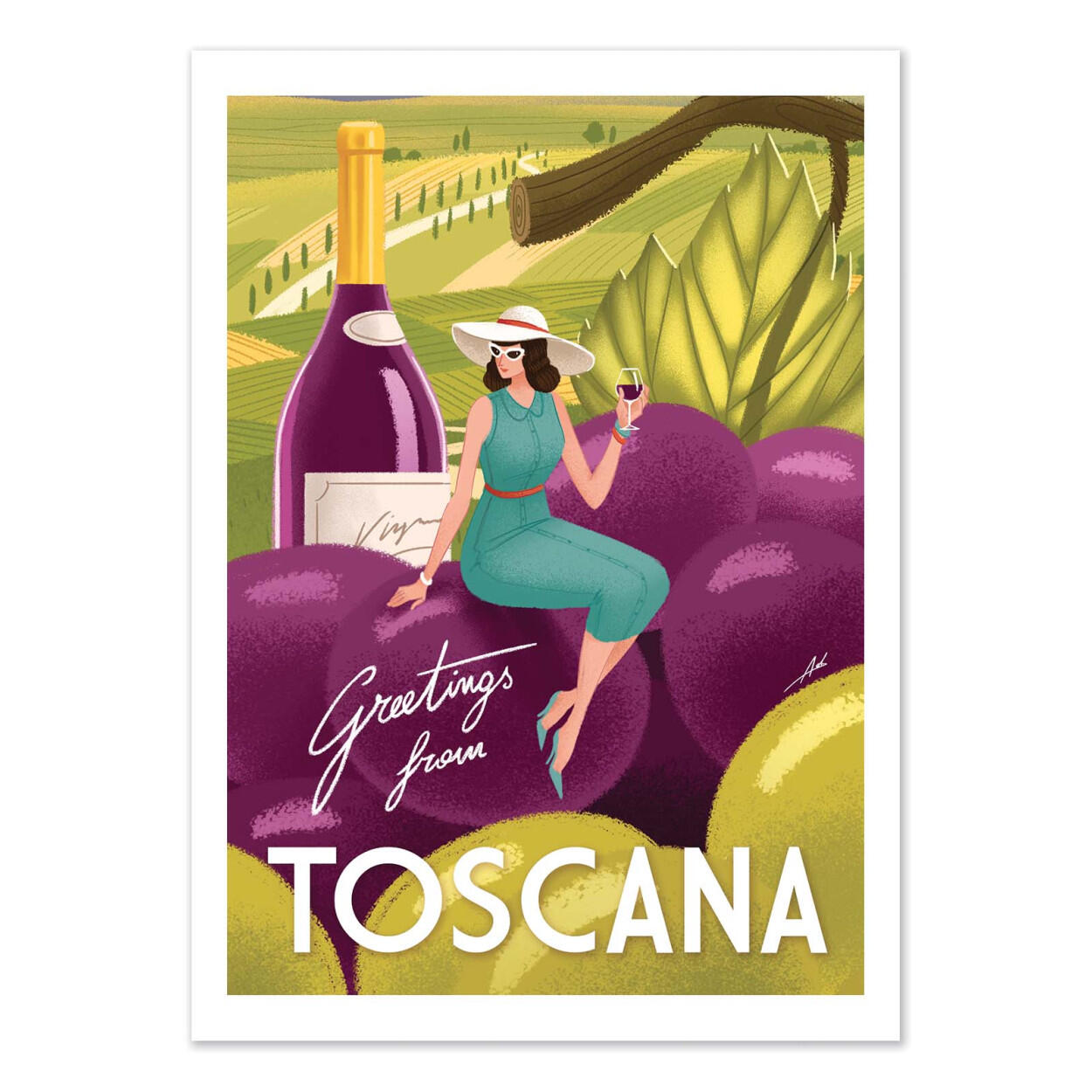 Wall Editions, Stampa Fine Art 30x40 cm: Greetings from Toscana - Andrea de Santis