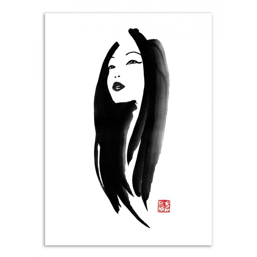 Wall Editions, Stampa Fine Art 30x40 cm: Woman portrait - Pechane Sumie - Pechane Sumie