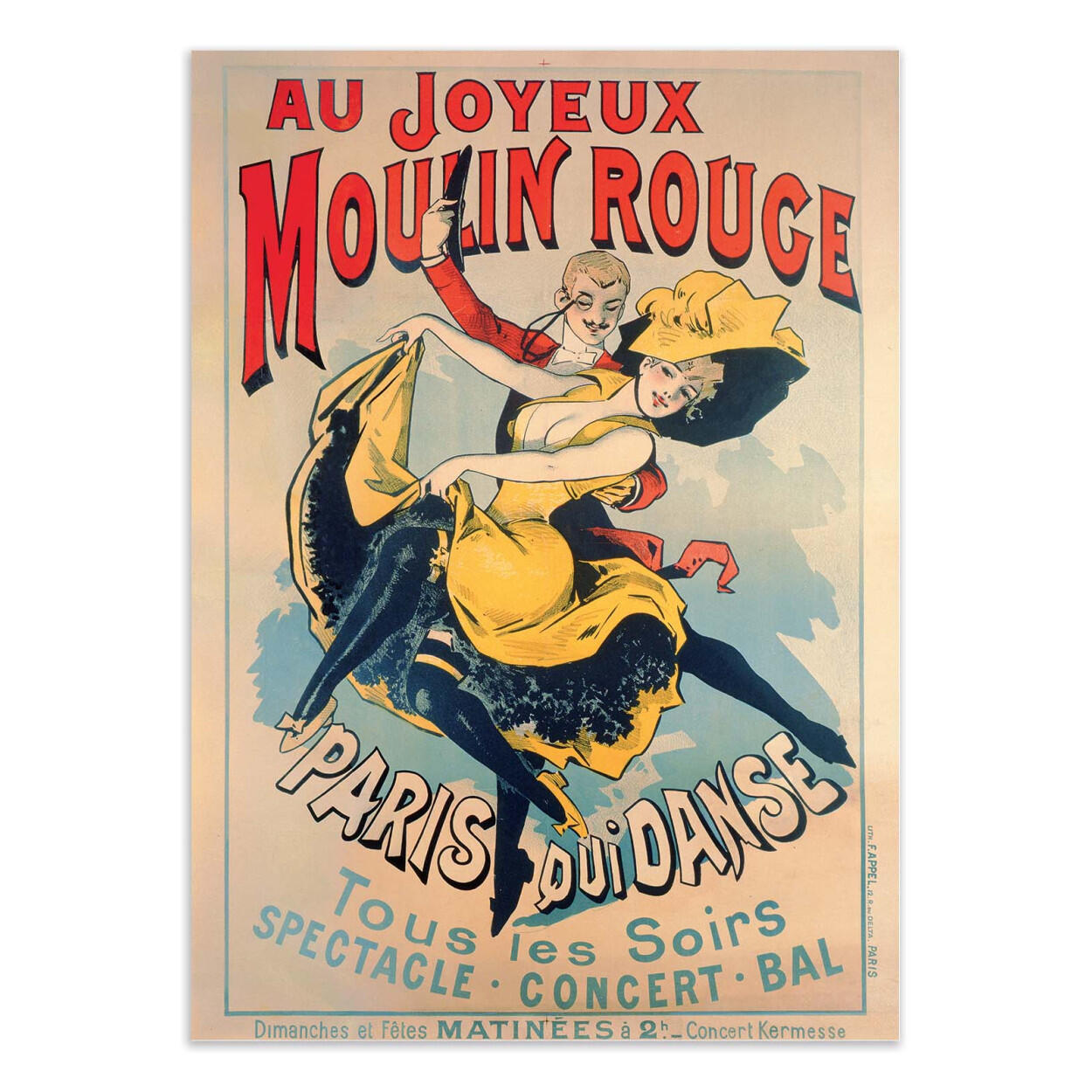 Wall Editions, Stampa Fine Art 30x40 cm: Au Moulin Rouge, 1890 - Jules Cheret