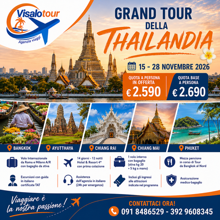 GRAND TOUR DELLA THAILANDIA + PHUKET 