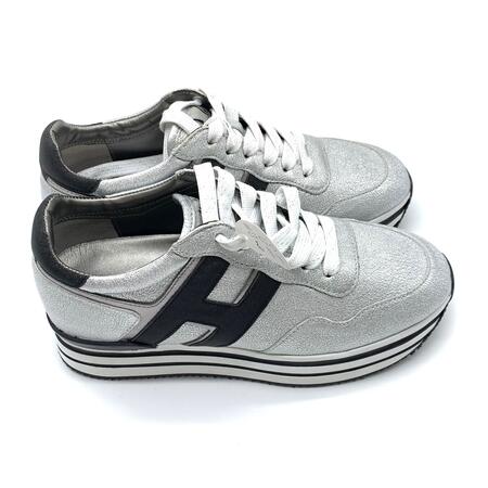 Hogan midi platform H silver glitter/black