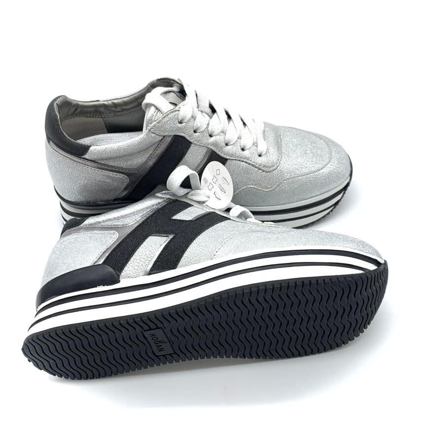 Hogan midi platform H silver glitter/black