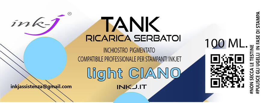 inchiostro light ciano pigmentato TANK  compatibile per epson ecotank tutti i modelli 100 ml.