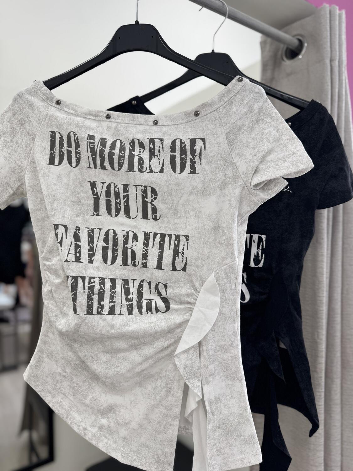 NOVITÀ T-shirt in cotone con scritta e voulant