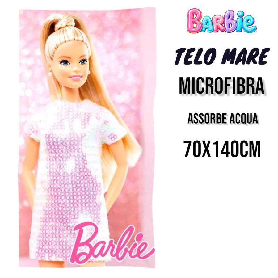 TELO MARE  BARBIE IN MICROFIBRA mis. 70x140 cm