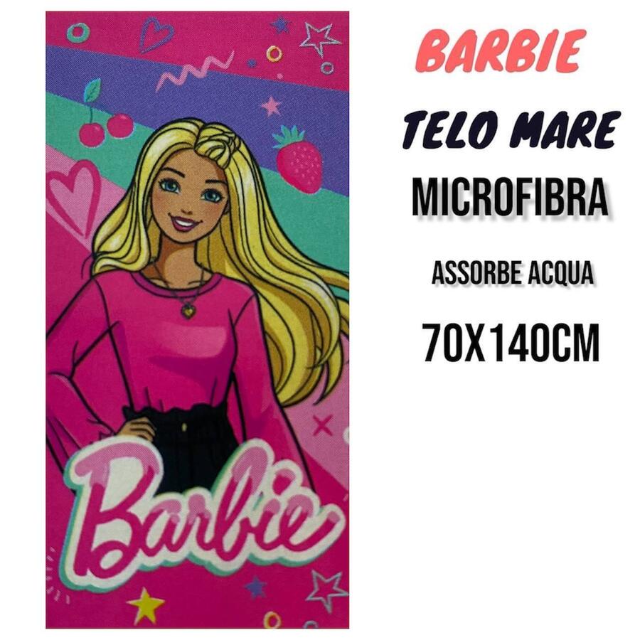 TELO MARE  BARBIE IN MICROFIBRA mis. 70x140 cm