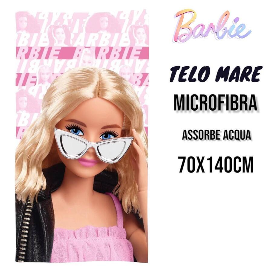 TELO MARE  BARBIE IN MICROFIBRA mis. 70x140 cm