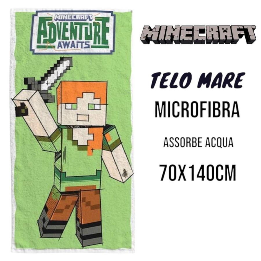 TELO MARE MINECRAFT IN MICROFIBRA mis. 70x140 cm