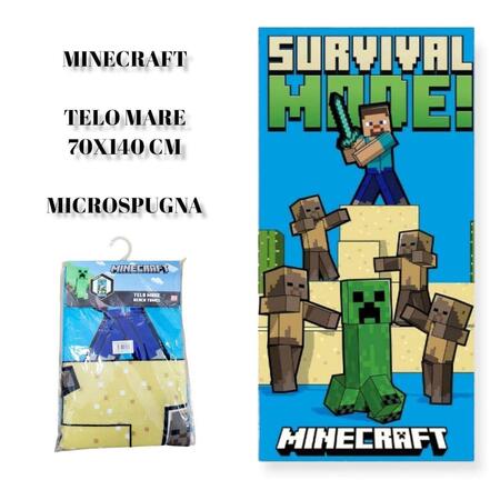 TELO MARE MINECRAFT IN MICROFIBRA mis. 70x140 cm