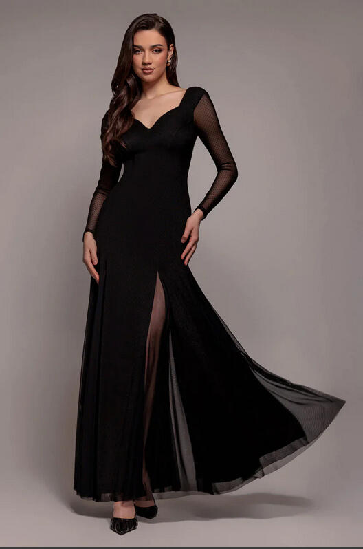 Abito con spicchi in tulle con maniche 4-0166