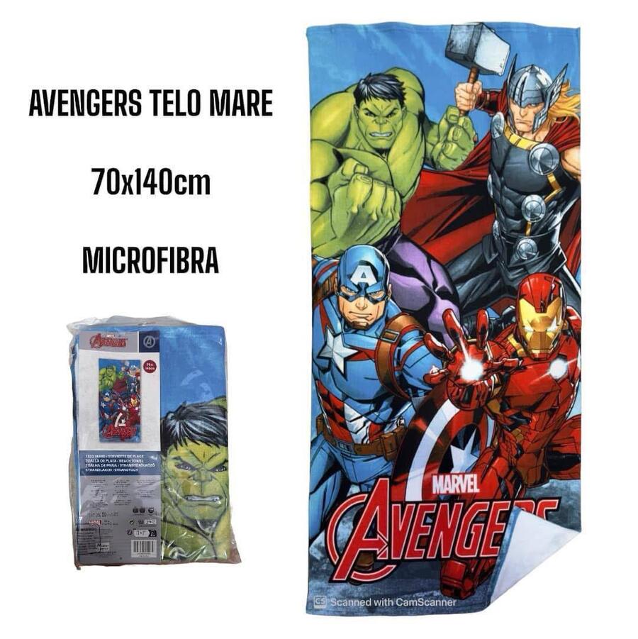 TELO MARE AVENGERS IN MICROFIBRA mis. 70x140 cm