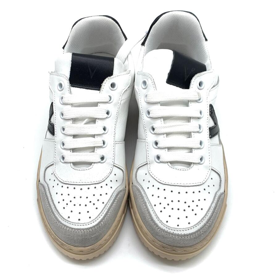 V2 Sneakers in vitello bianco/nero