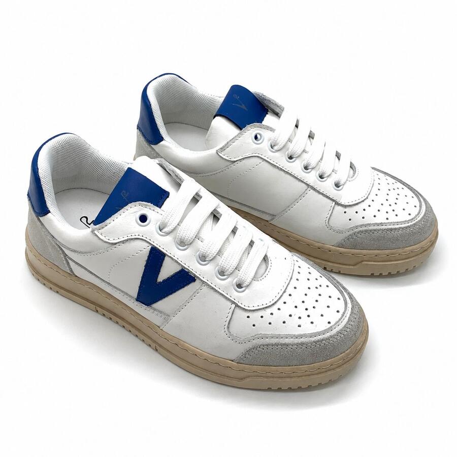 V2 Sneakers in vitello bianco/blu