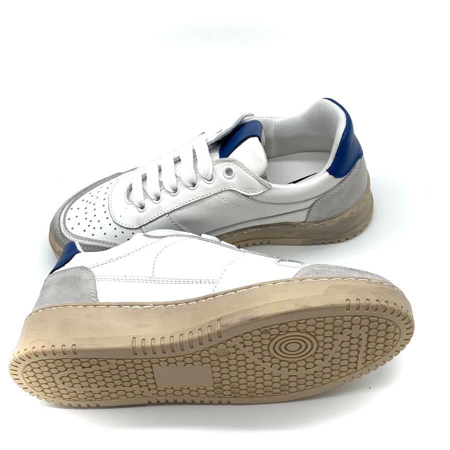 V2 Sneakers in vitello bianco/blu