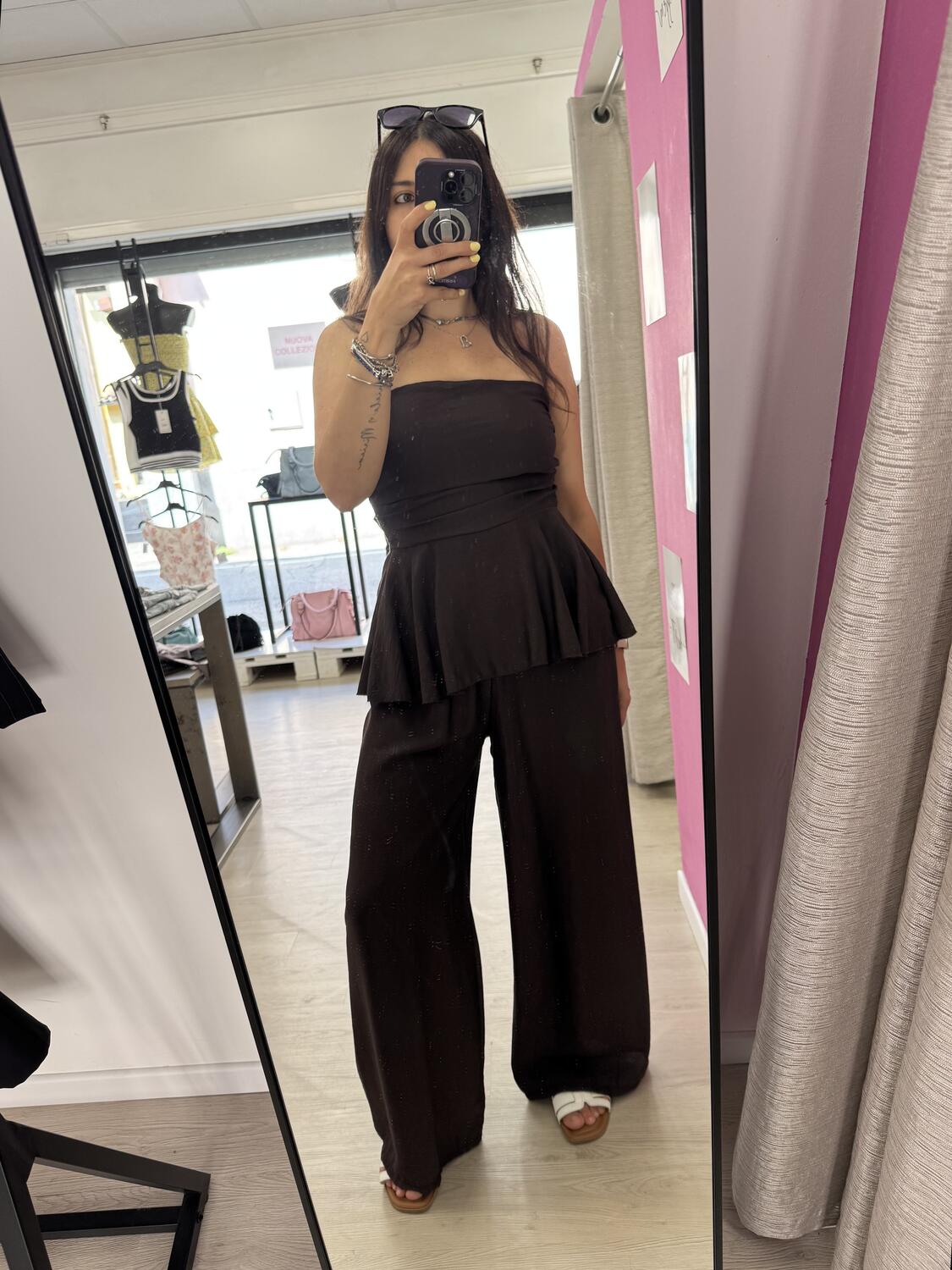 NOVITÀ Completo effetto lino top & pantalone
