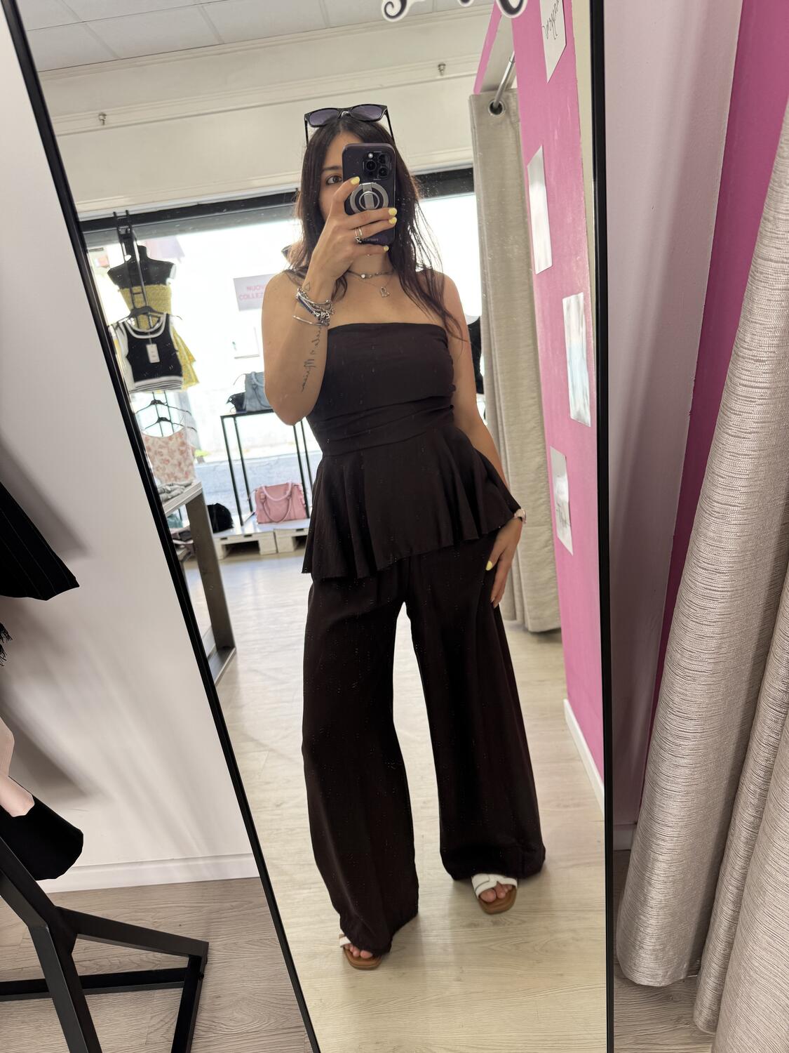 NOVITÀ Completo effetto lino top & pantalone