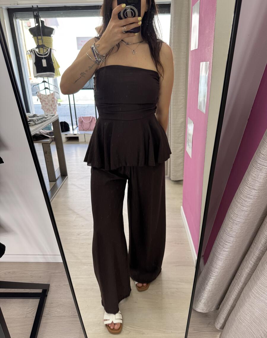 NOVITÀ Completo effetto lino top & pantalone