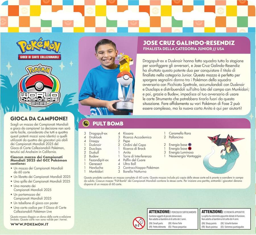 Pokémon: mazzo dei Campionati Mondiali 2025 del GCC Pokémon (Jose Cruz Galindo-Resendiz), Edizione in Italiano