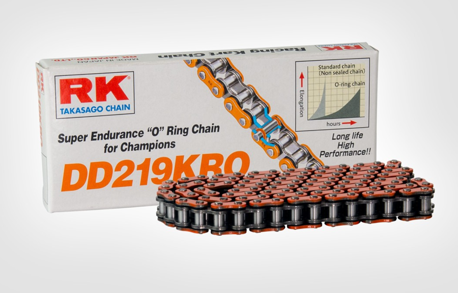 CATENA RK O-RING👉colore ARANCIO 👈DD219KRO per KART MONOMARCIA