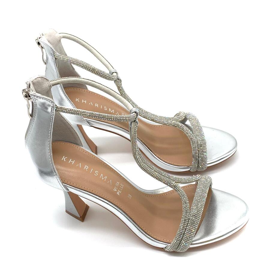 Kharisma sandalo strass laminato argento 