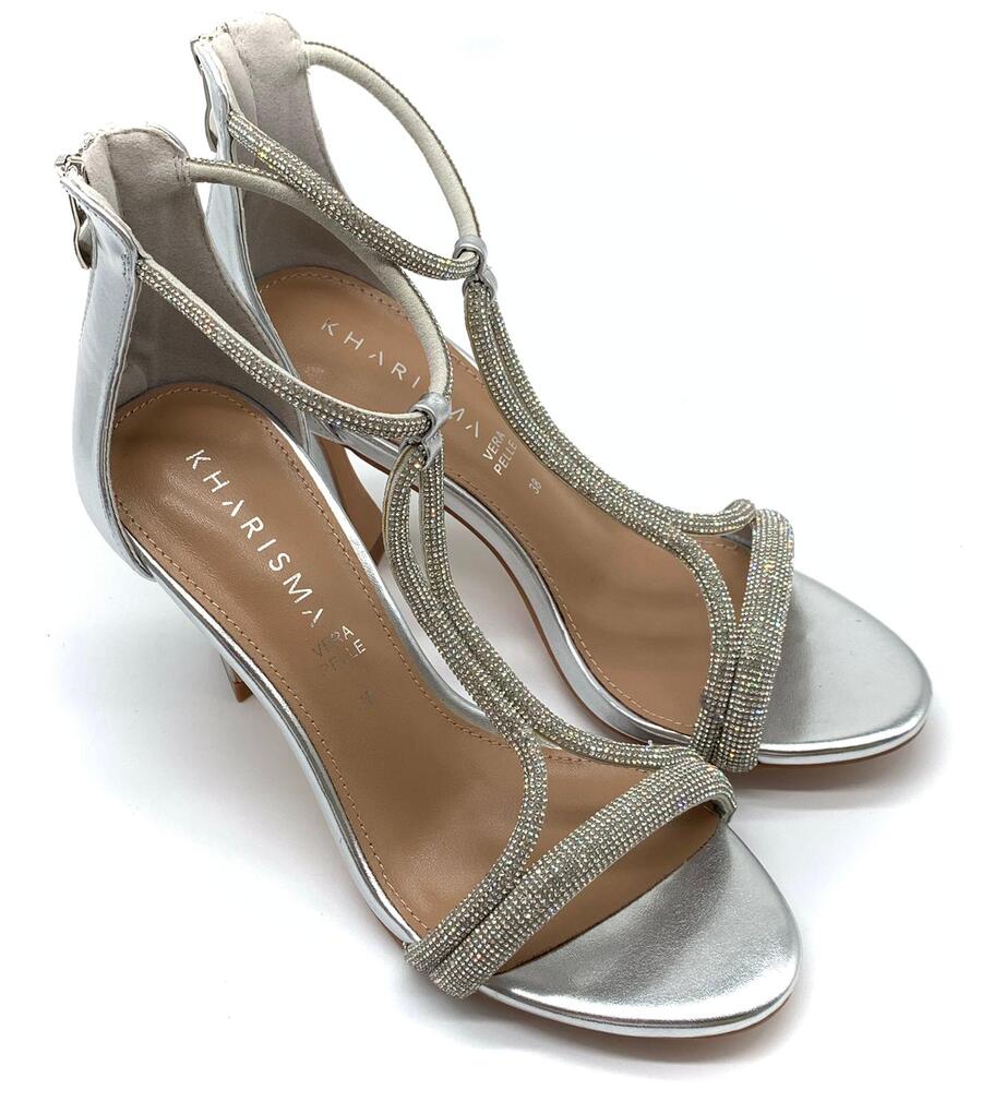Kharisma sandalo strass laminato argento 