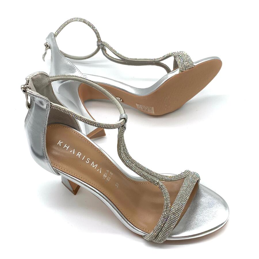 Kharisma sandalo strass laminato argento 