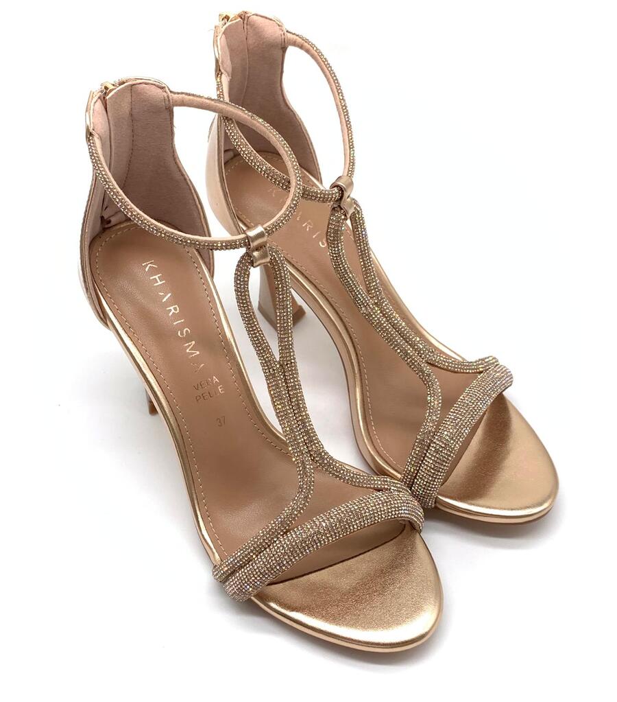Kharisma sandalo strass laminato oro rosa
