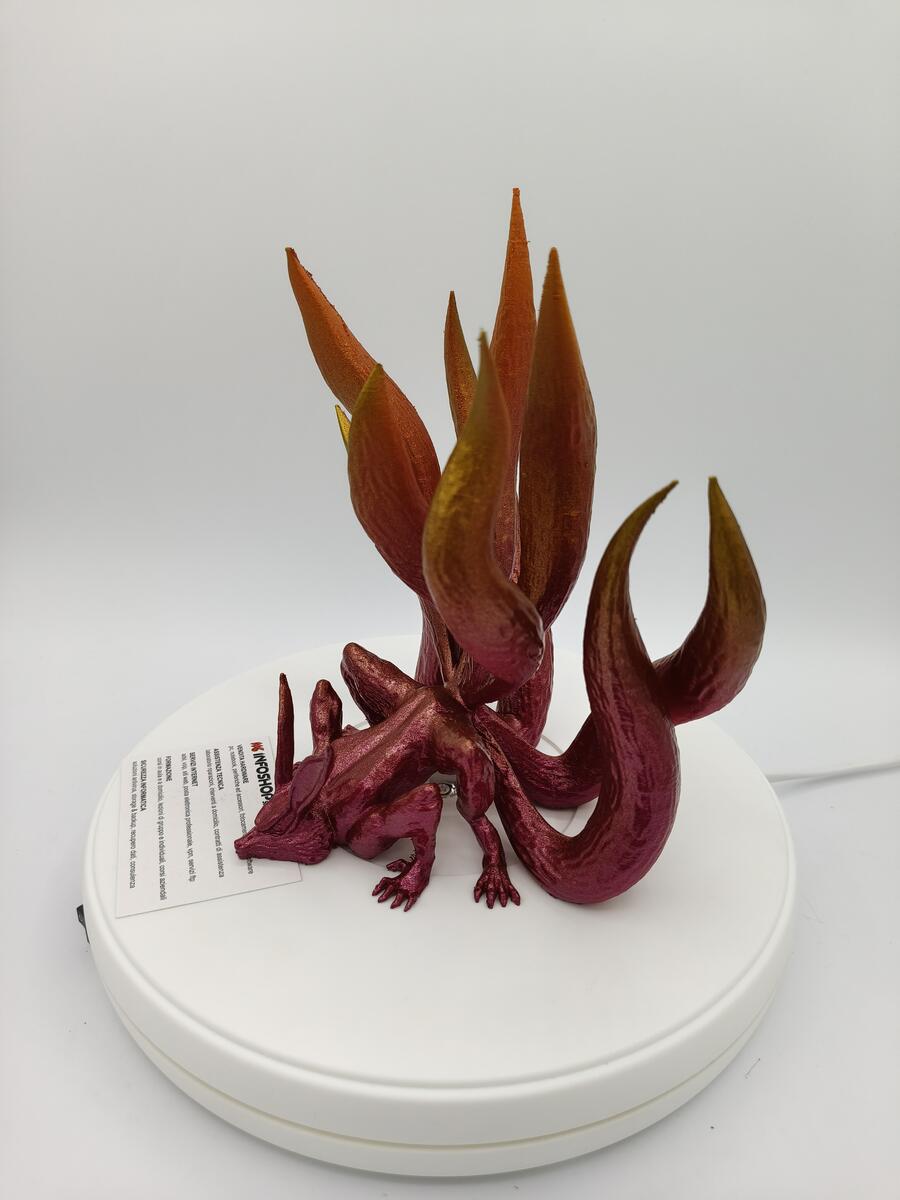 KITSUNE, Volper a 9 code colorata a mano - Stampa 3D -